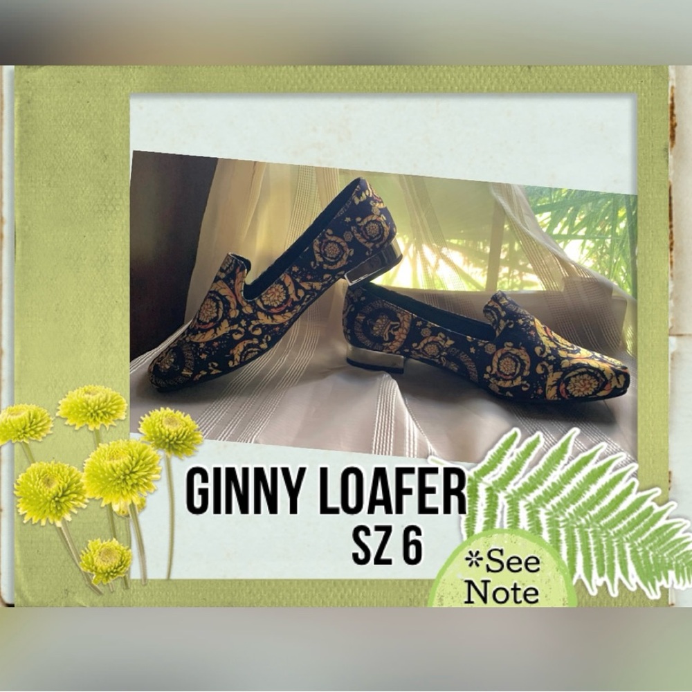Shoe Dazzle Elegant Black and Gold Loafers - Picture 2 of 4
